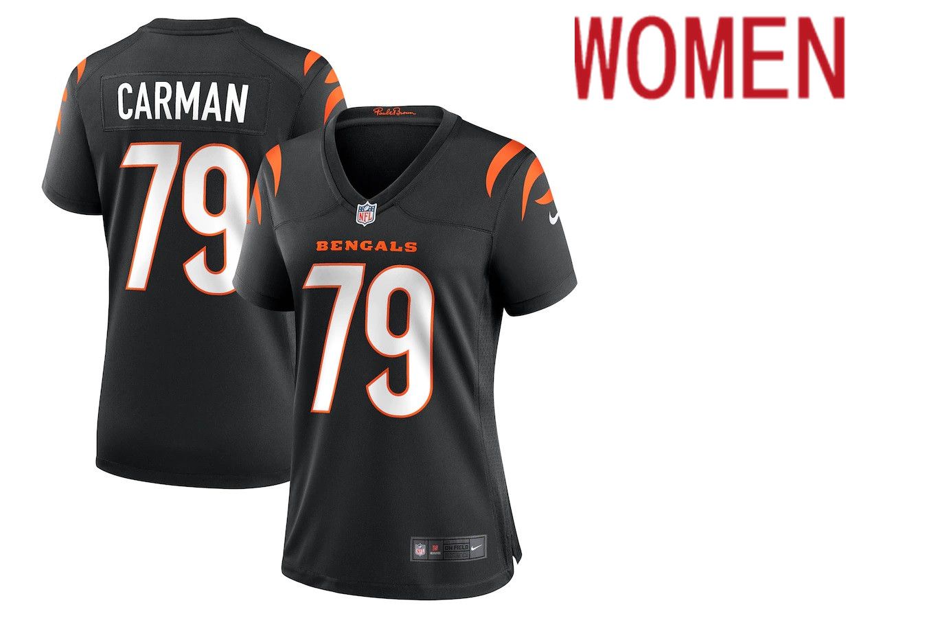 Women Cincinnati Bengals #79 Jackson Carman Nike Black Game NFL Jersey->women nfl jersey->Women Jersey